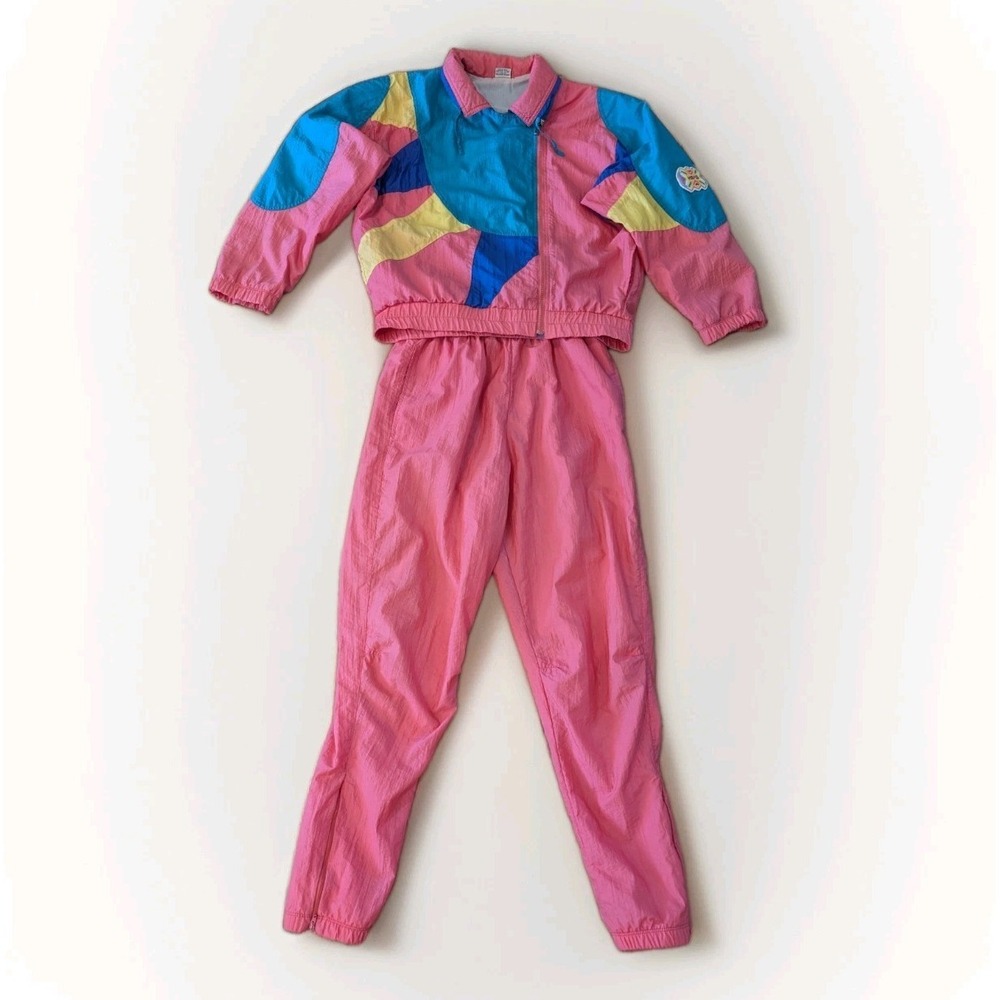 VTG 80 Head Sportswear Womens M/L Multicolor Geometric Pattern 2-Piece Tracksuit